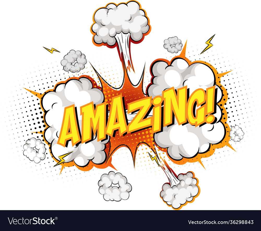 Word amazing on comic cloud explosion background Vector Image