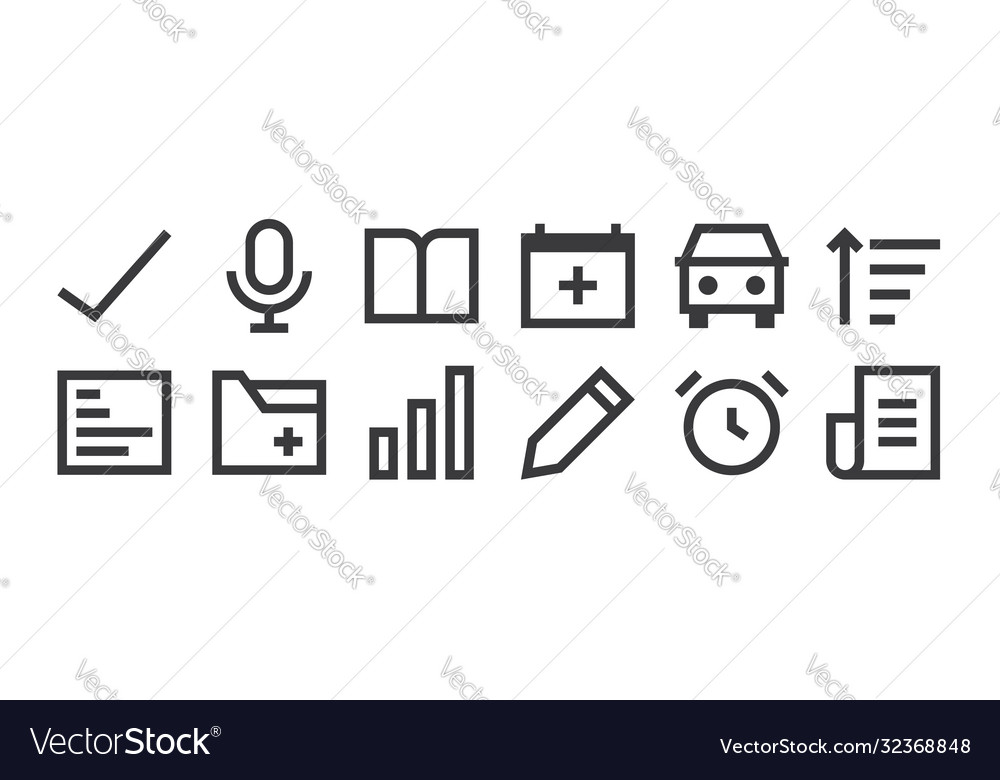 12 set linear user interface icons thin vector image 12 set linear user interface icons thin