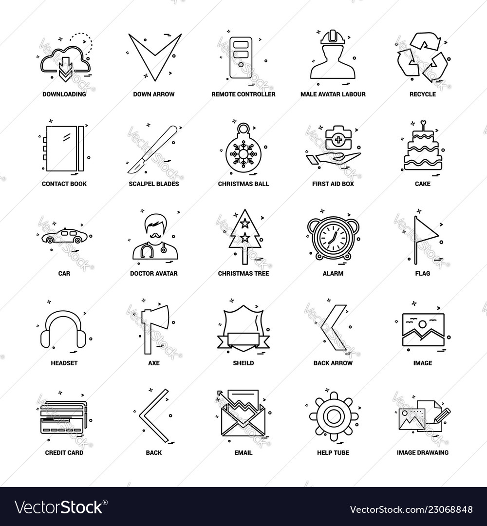25 business concept mix line icon set