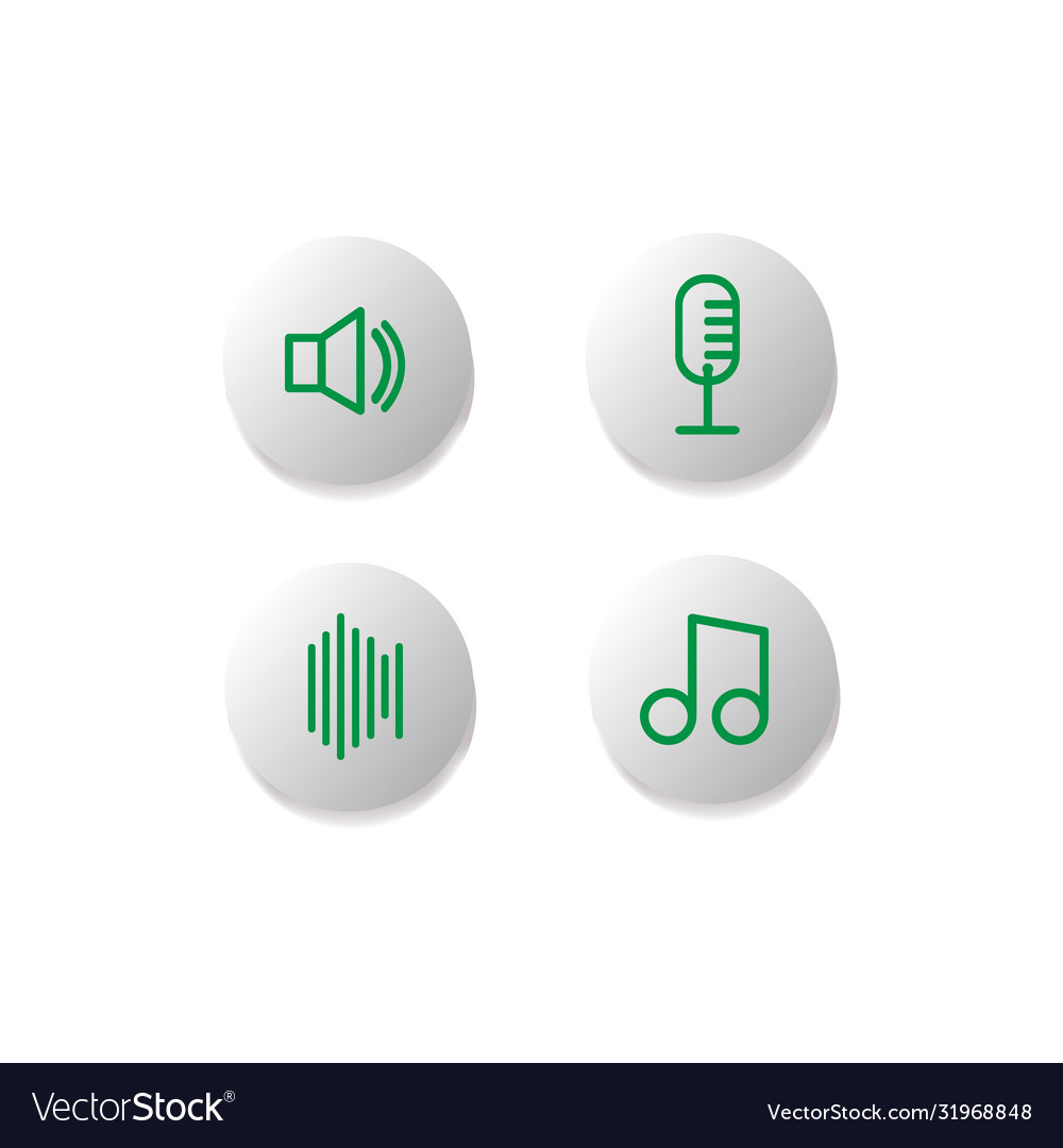 Audio icon collection button for design vector image Audio icon collection button for design