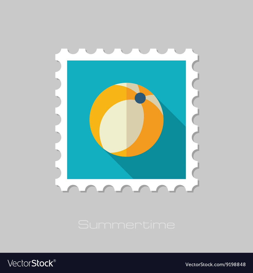 Beach ball flat stamp summer vacation