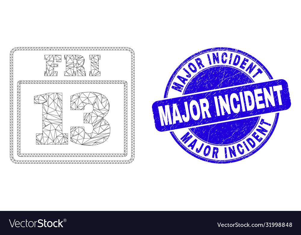 Blue grunge major incident stamp seal and web