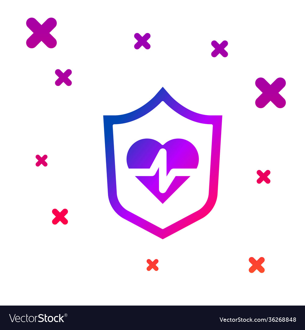 Color life insurance with shield icon isolated