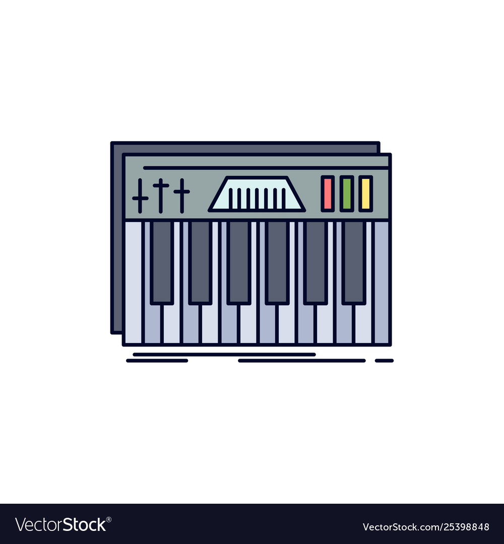 Controller keyboard keys midi sound flat color vector image Controller keyboard keys midi sound flat color
