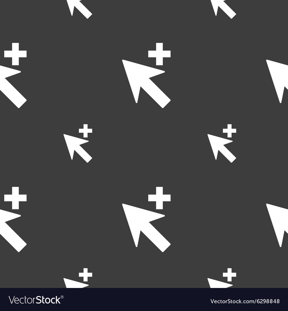 Cursor arrow plus add icon sign seamless pattern
