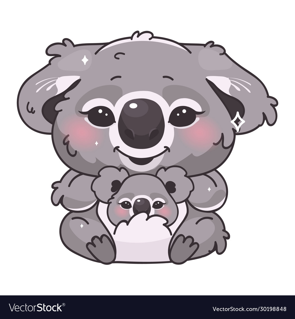 Cute koala kawaii cartoon character adorable Vector Image