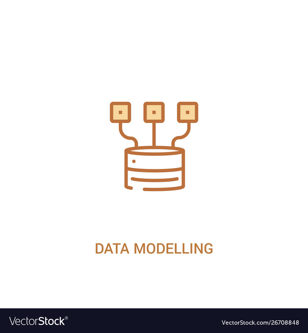 Data modelling concept 2 colored icon simple line