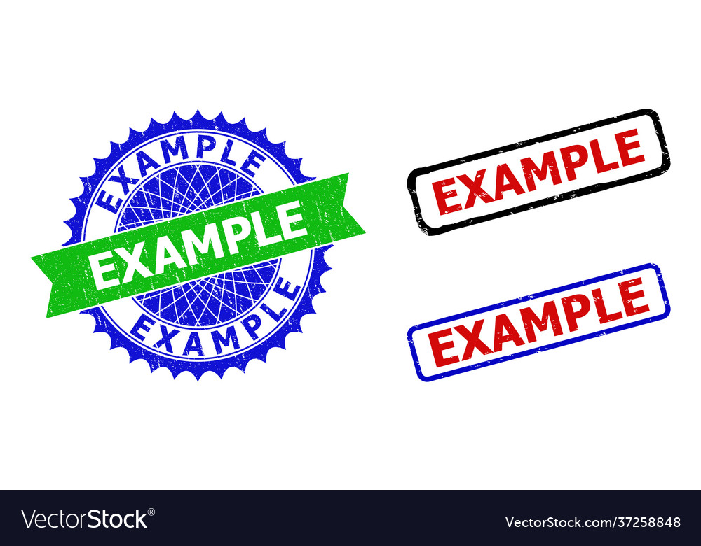 Example Rosette And Rectangle Bicolor Stamps Vector Image