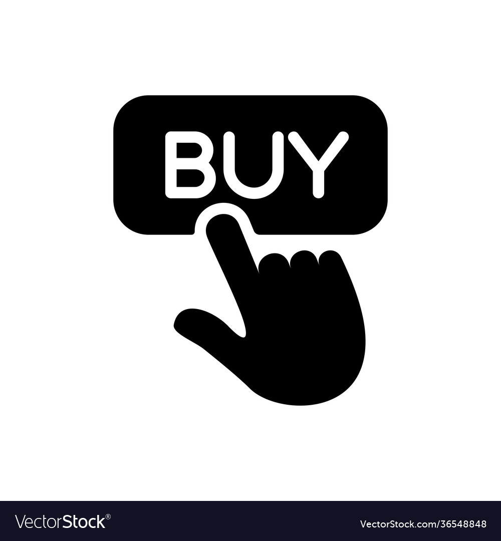 Finger pointing to buy sign glyph icon