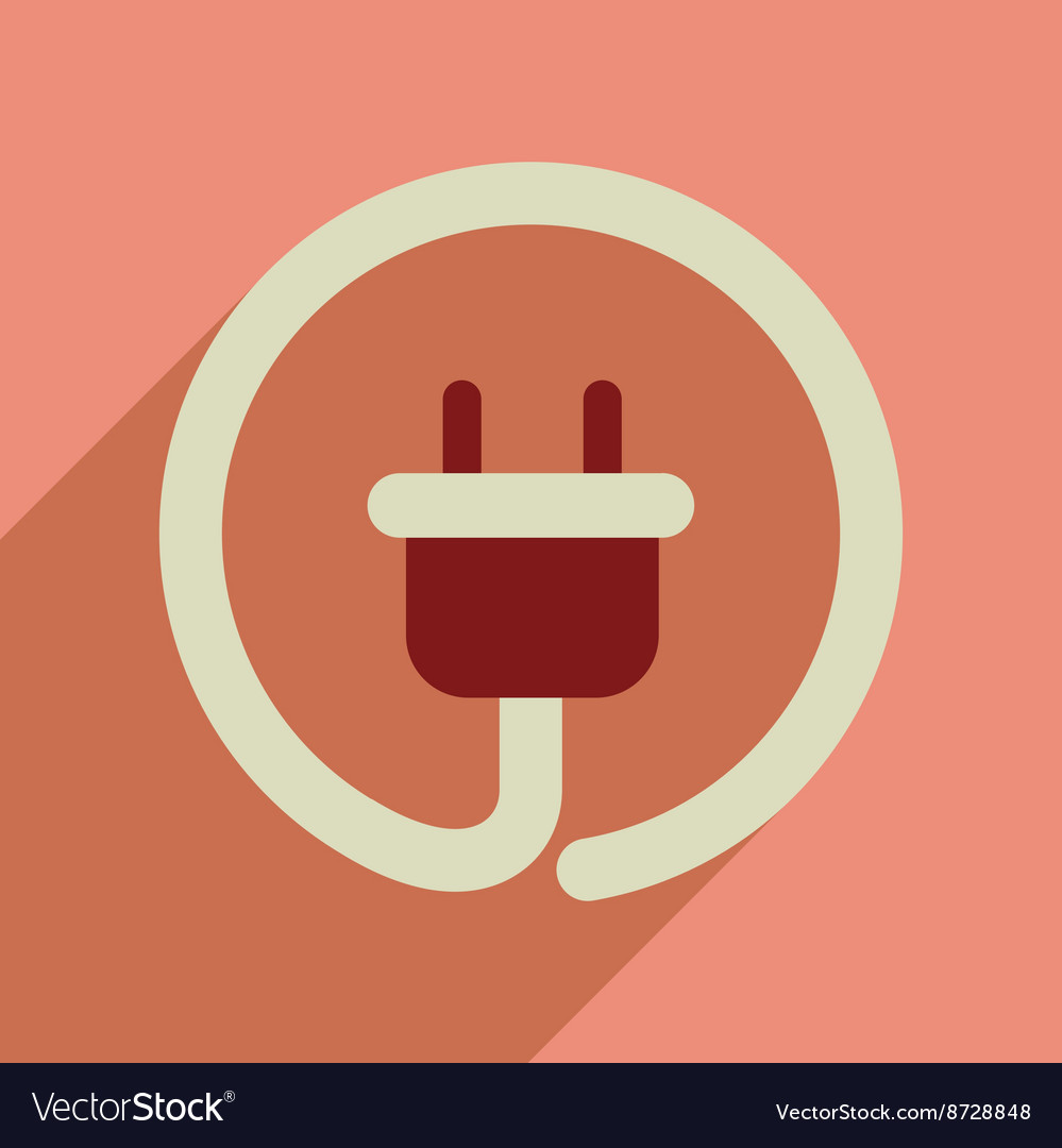 Flat web icon with long shadow power socket