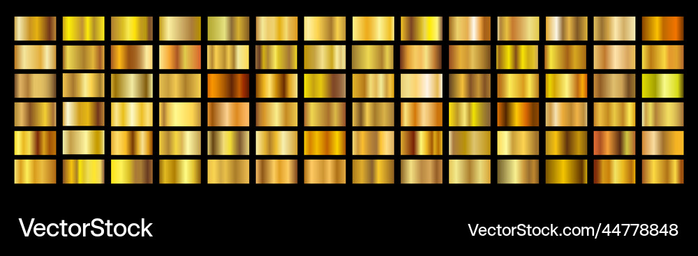 Gold metal gradient collection and gold foil Vector Image