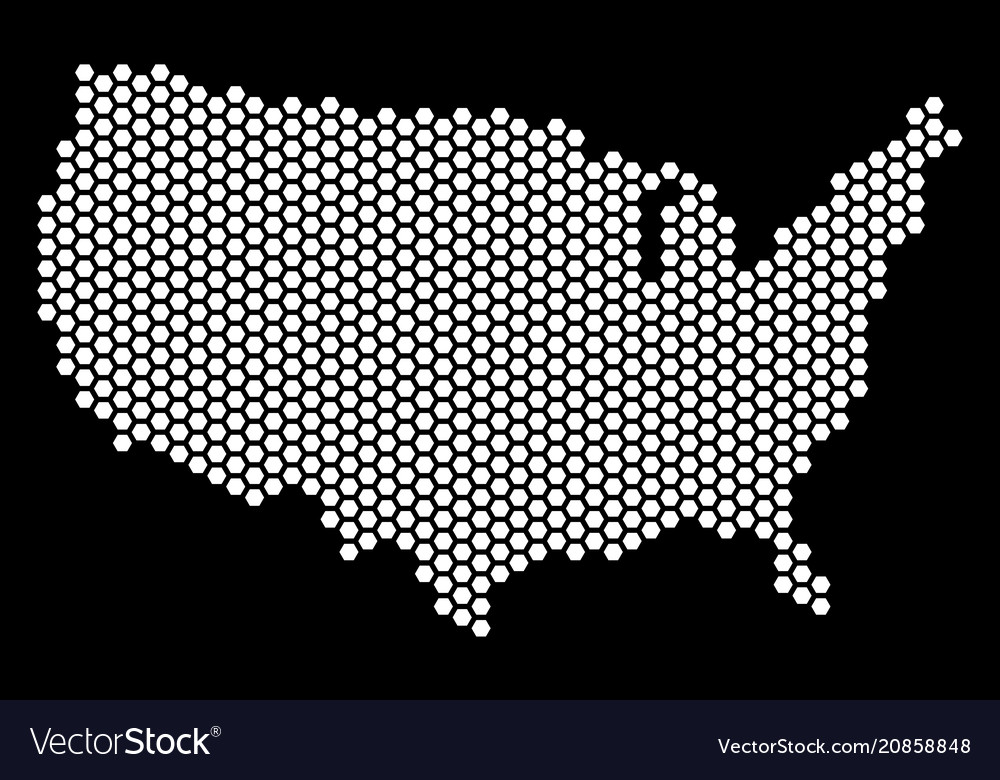 Hex tile usa map Royalty Free Vector Image - VectorStock