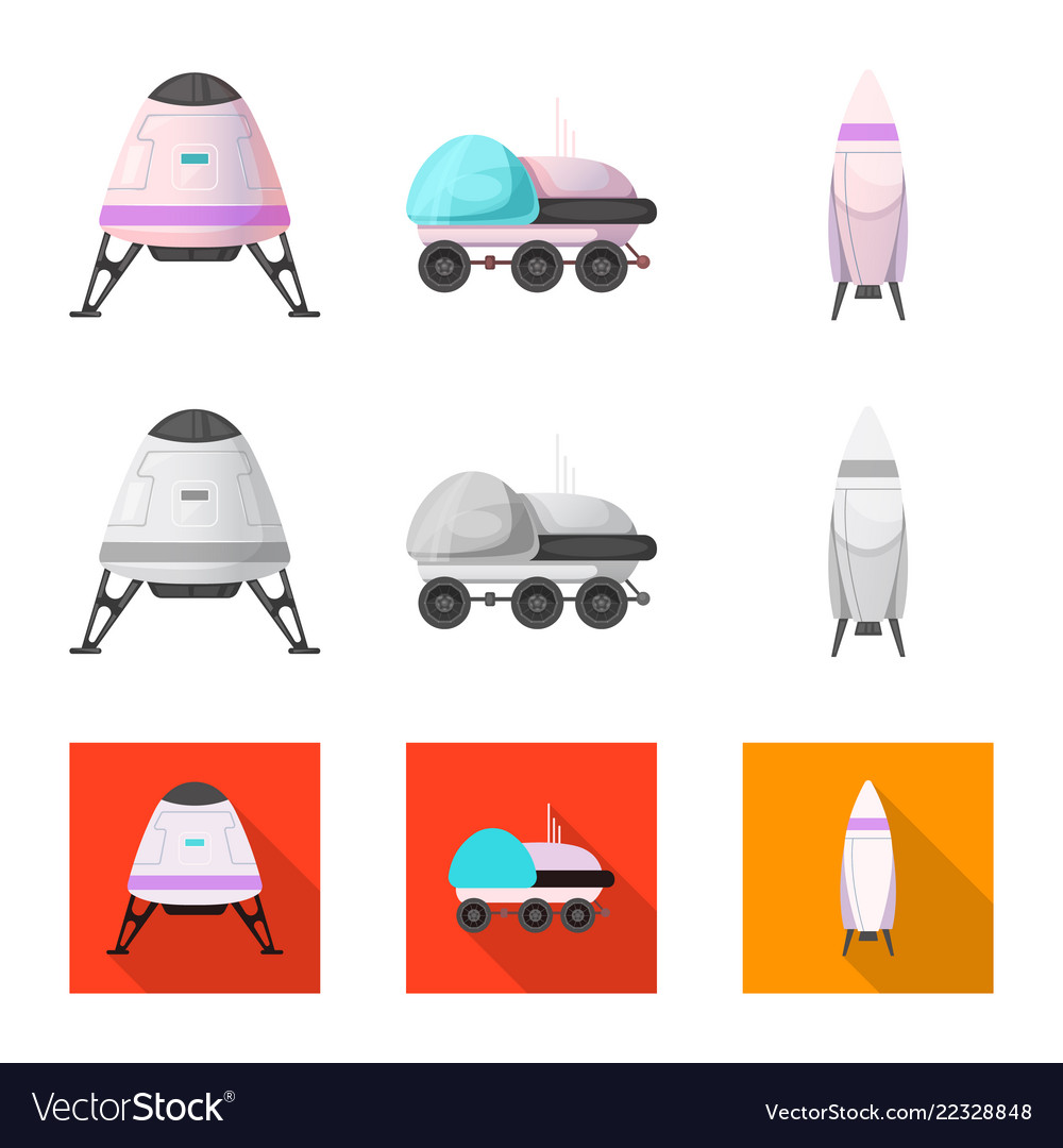 Isolated object of mars and space icon set