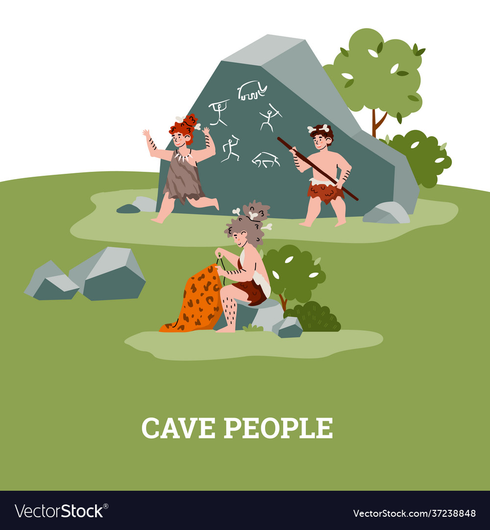 Life prehistoric cave people in stone age - woman