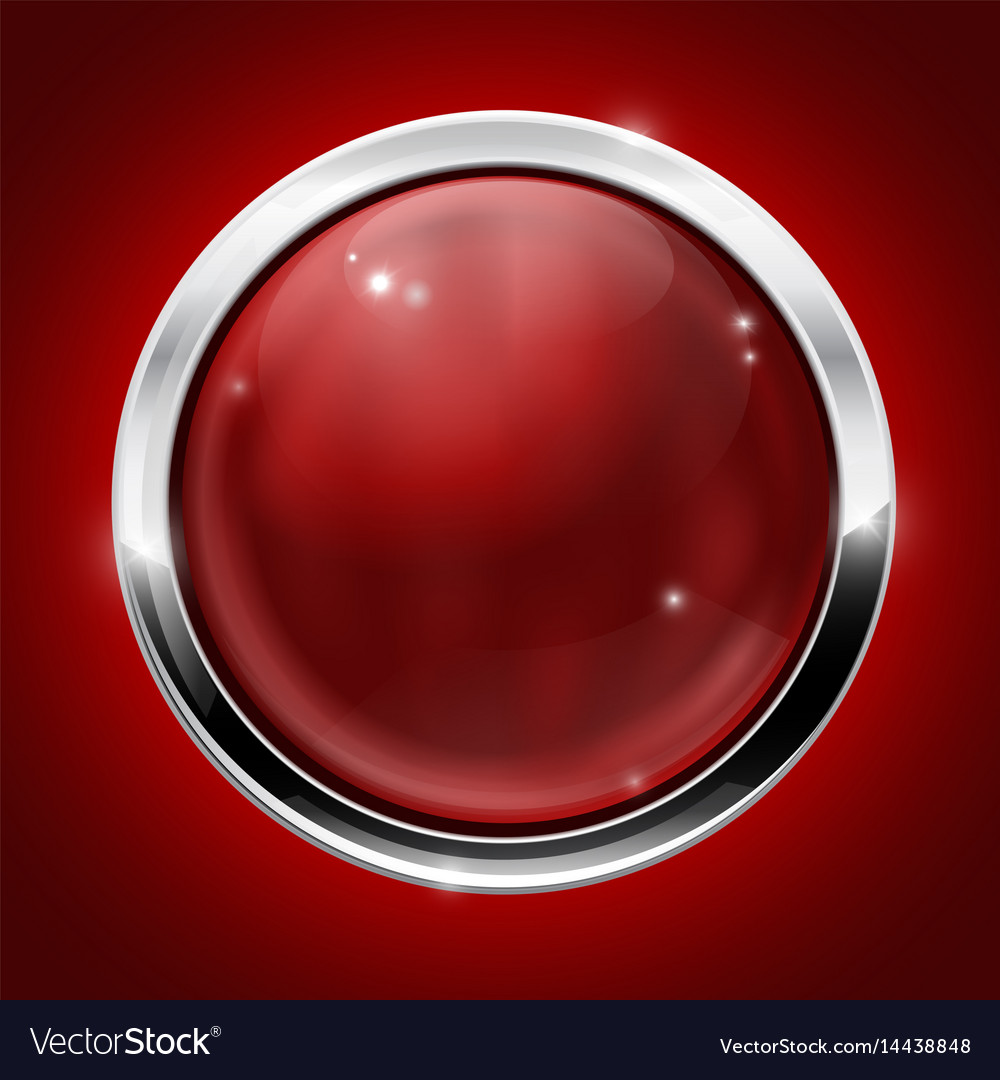 Red Chrome Button on Red Background
