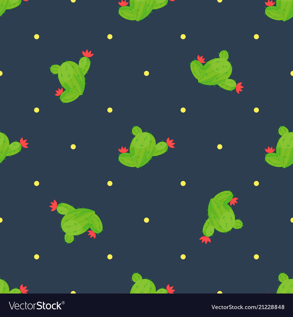 Seamless pattern of abstract cacti with dots