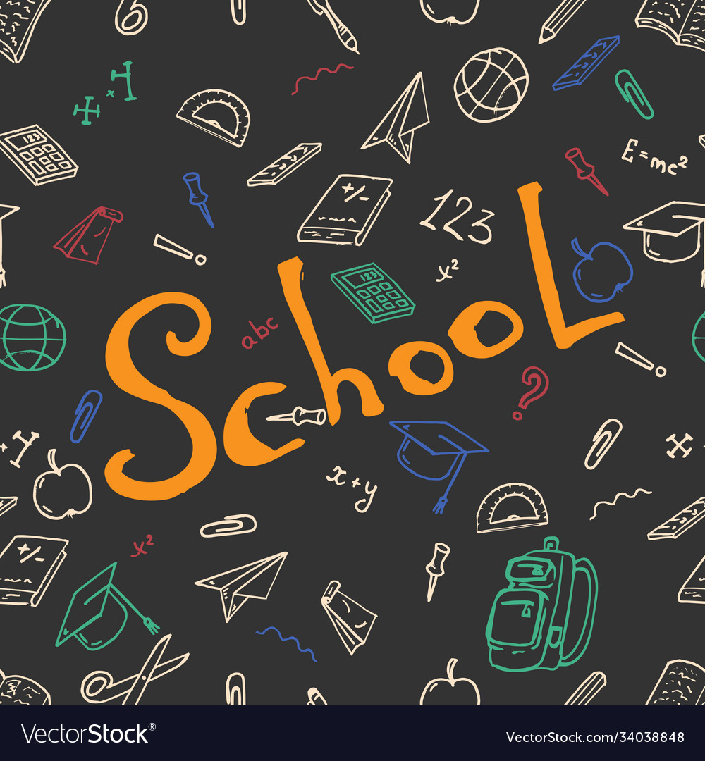 Seamless pattern on a school theme background