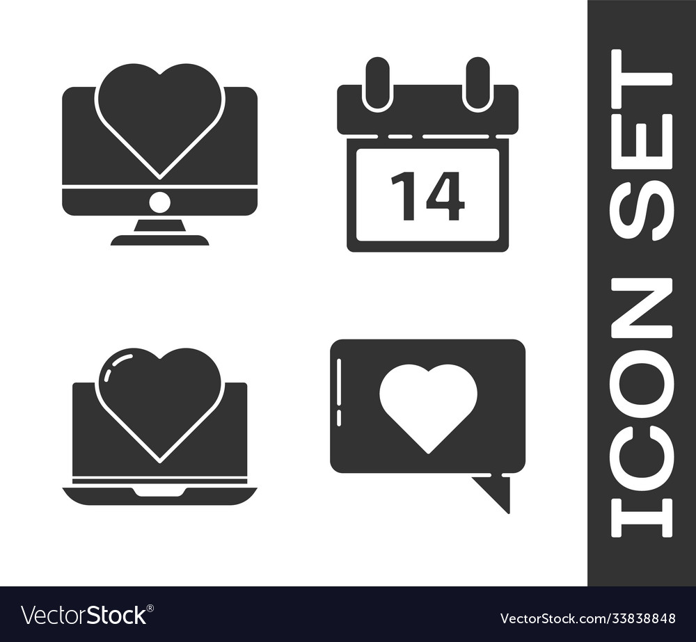 Set like and heart computer monitor