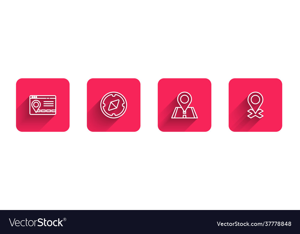 Set line infographic city map navigation