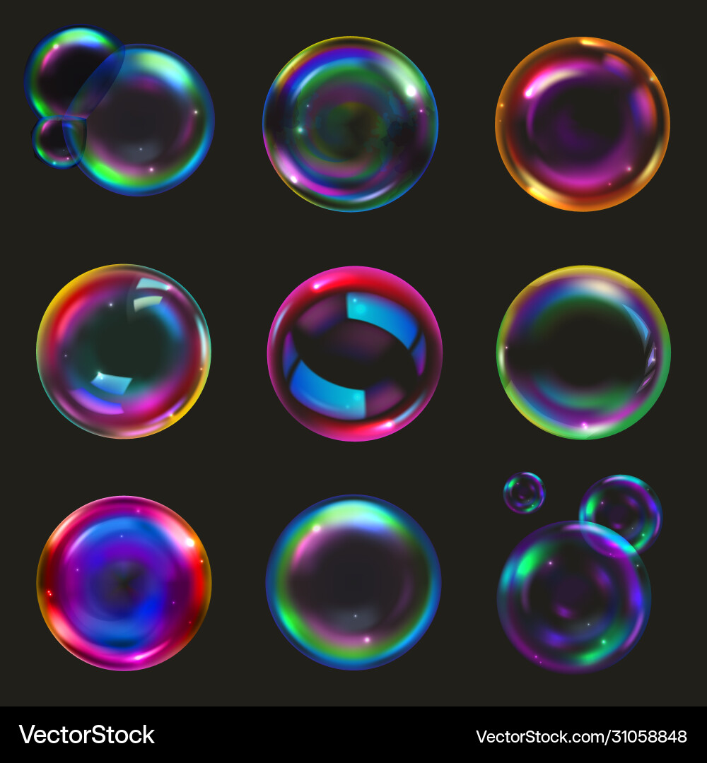 Soap bubbles set Royalty Free Vector Image - VectorStock