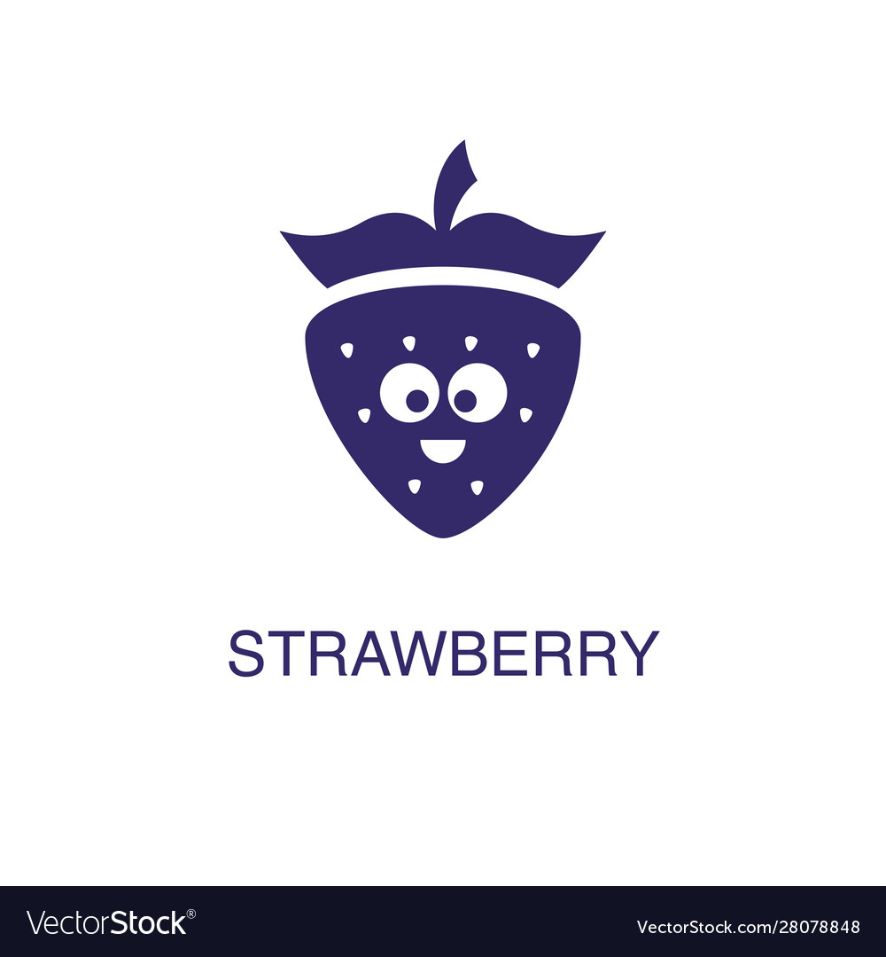 Strawberry element in flat simple style on white