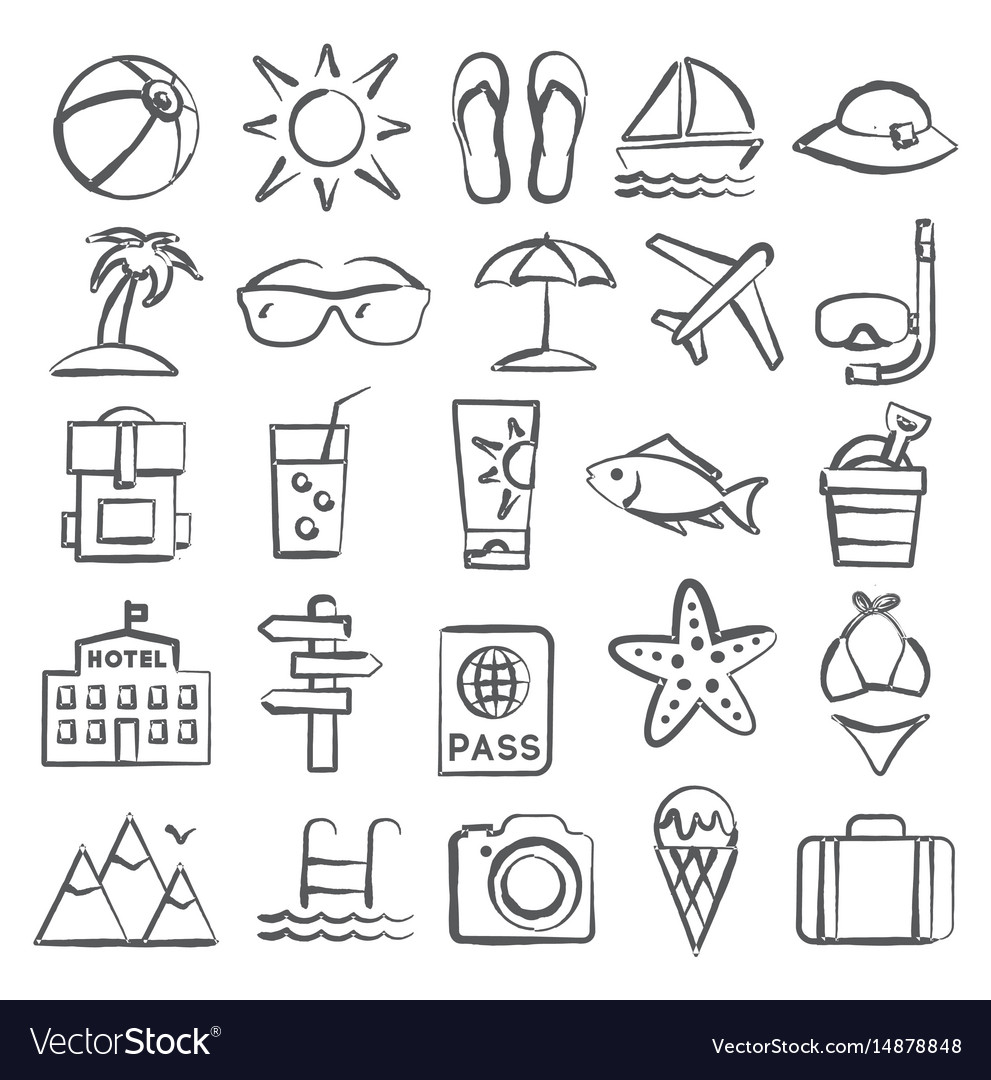 Summer doodle icons Royalty Free Vector Image - VectorStock