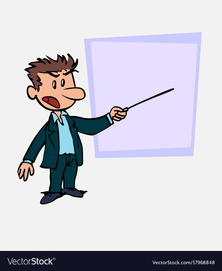 White businessman points out angry with a pointer