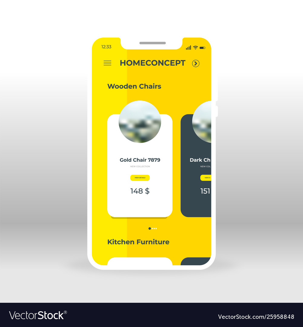 Yellow home concept products ui ux gui screen
