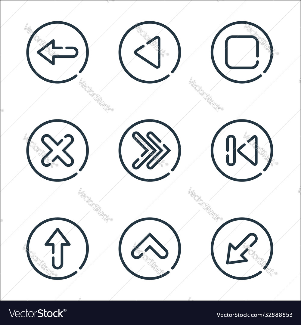 Arrow line icons linear set quality