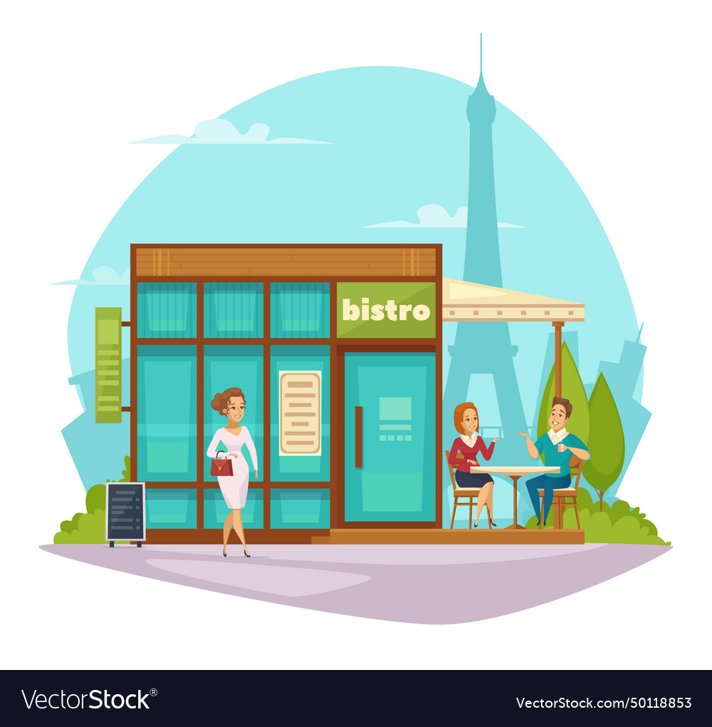 Bistro cafe terrace flat composition Royalty Free Vector