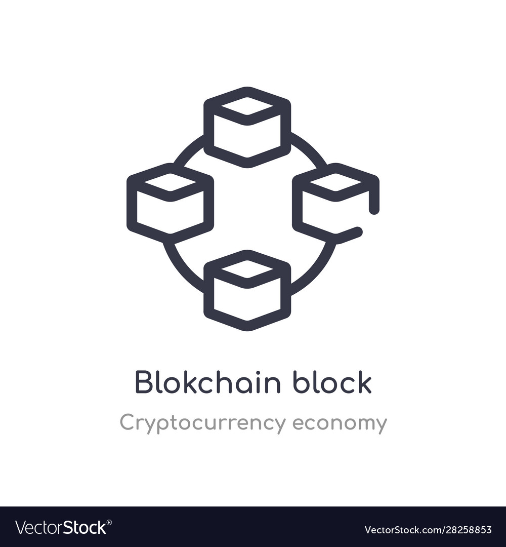 Blokchain block outline icon isolated line from