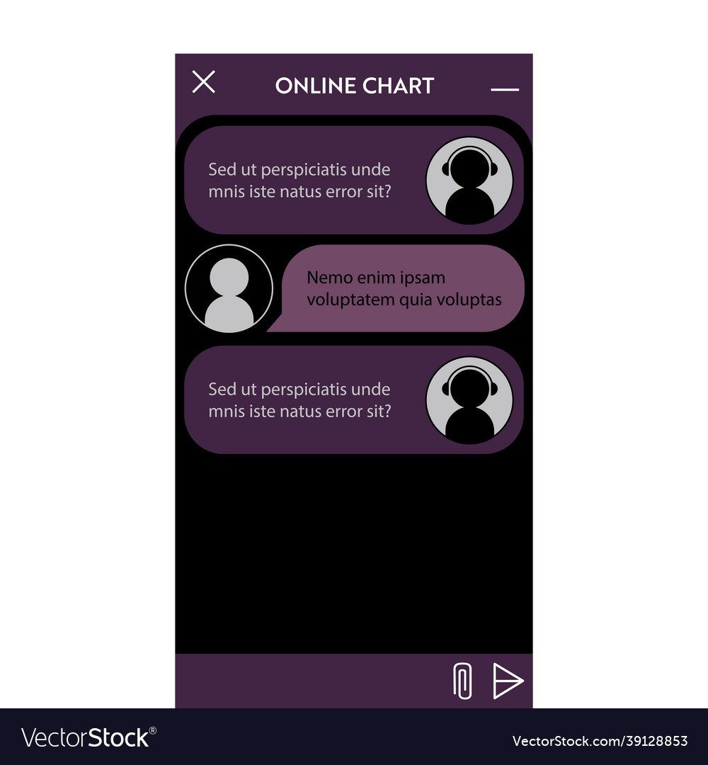 Chatbot window dark mode vector image Chatbot window dark mode