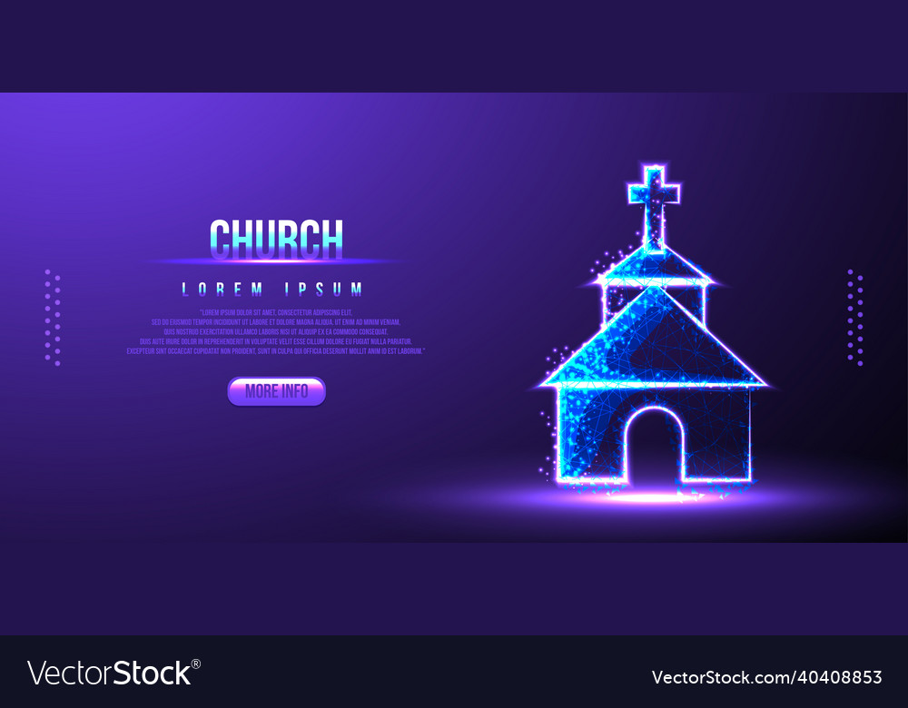 Church low poly wireframe Royalty Free Vector Image