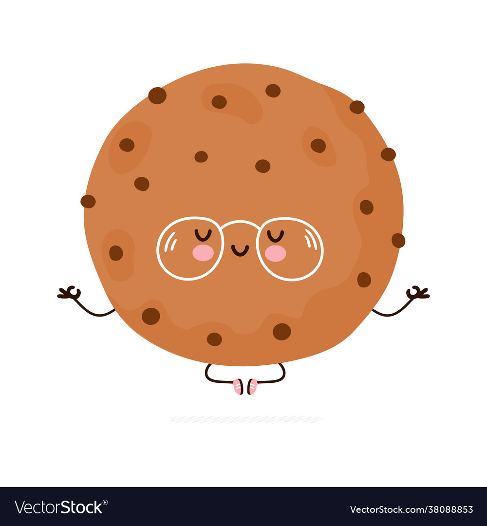 Cute funny cookie meditate in yoga pose Royalty Free Vector