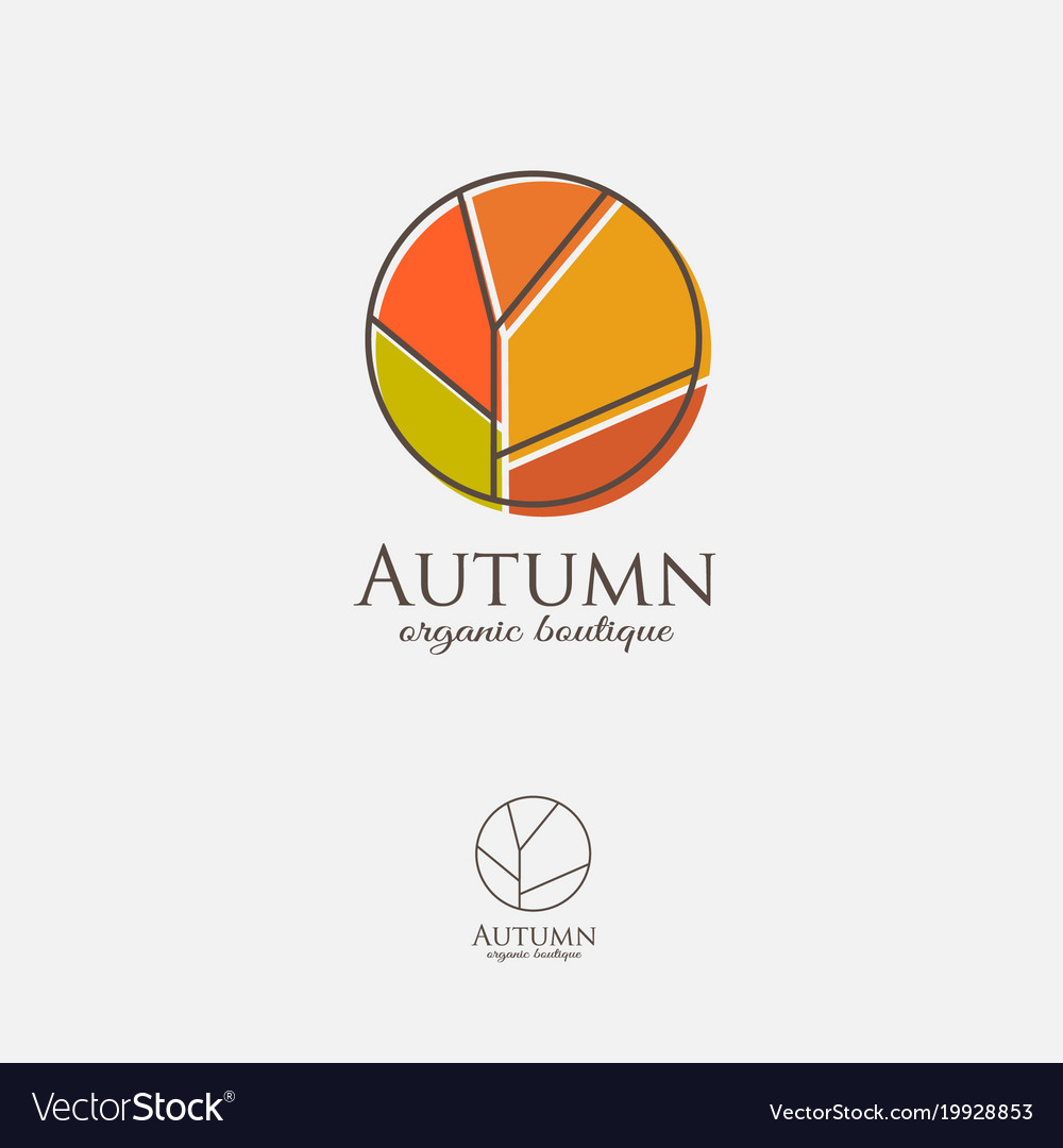 Fall logo autumn emblem organic shop Royalty Free Vector