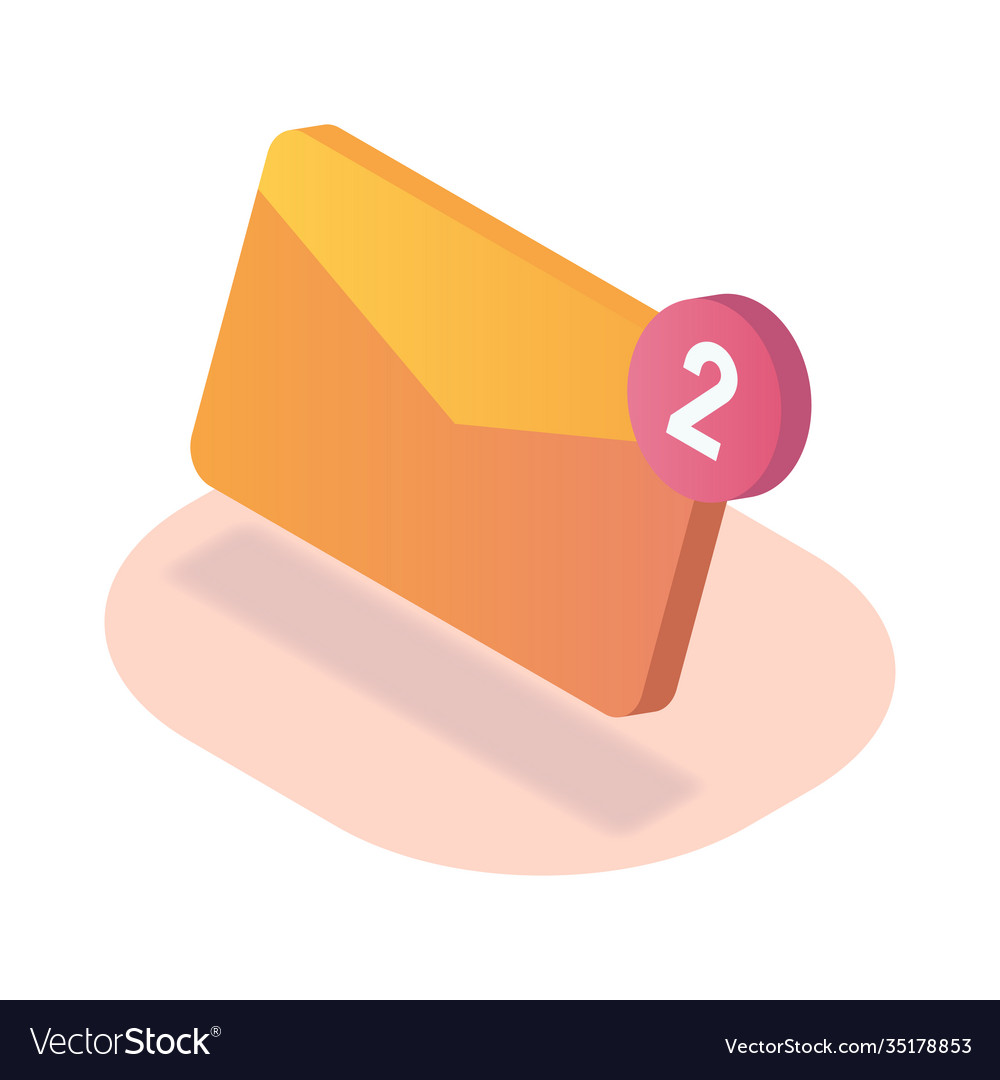 Inbox email notifications isometric icon vector image Inbox email notifications isometric icon
