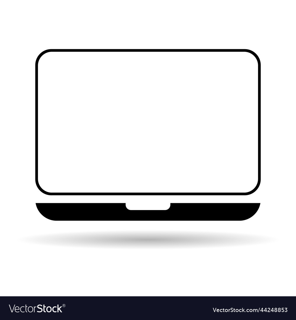 Laptop flat web icon shadow notebook computer