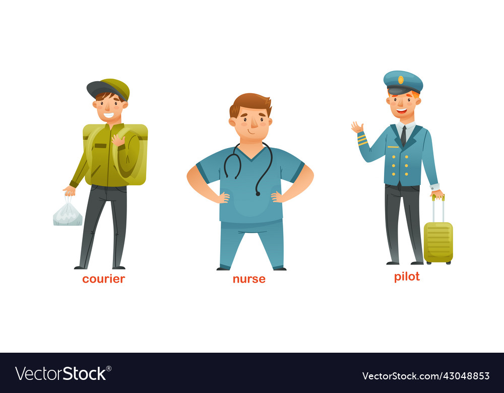 Man character of various professions with courier vector image Man character of various professions with courier