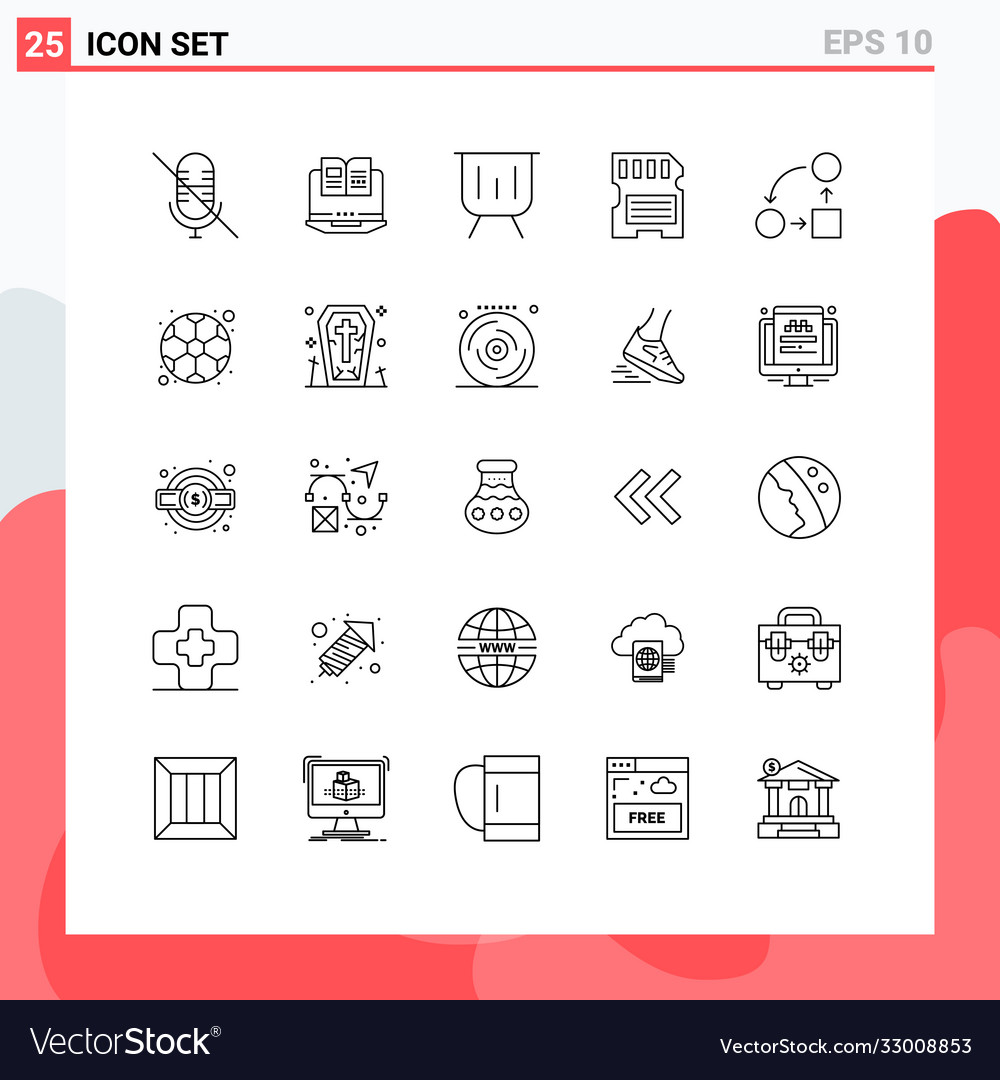 Pictograph set 25 simple lines office sd