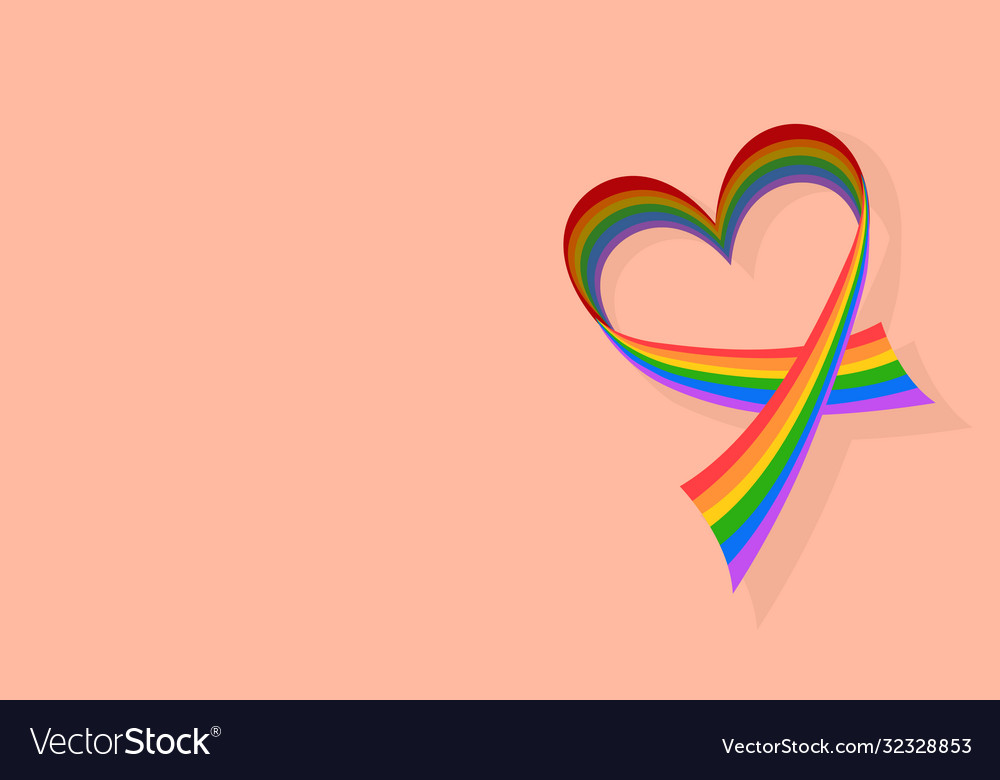 Rainbow flag in heart shape for lgbtq concept