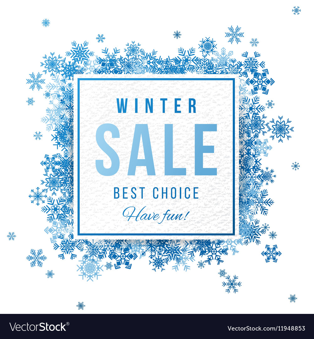 Sale banner with blue snowflakes