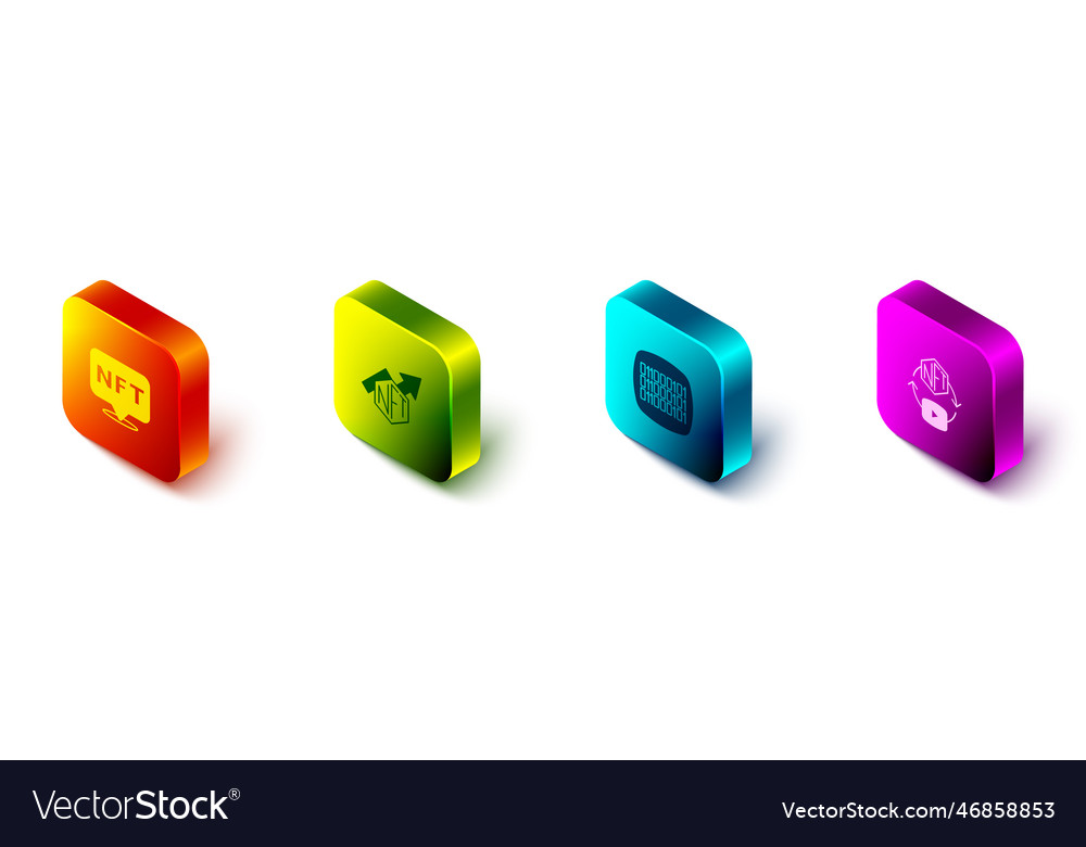 Set isometric nft digital crypto art growth bar