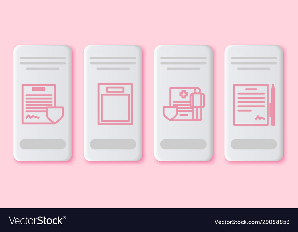 Set line contract with shield empty form medical Vector Image Set line contract with shield empty form medical