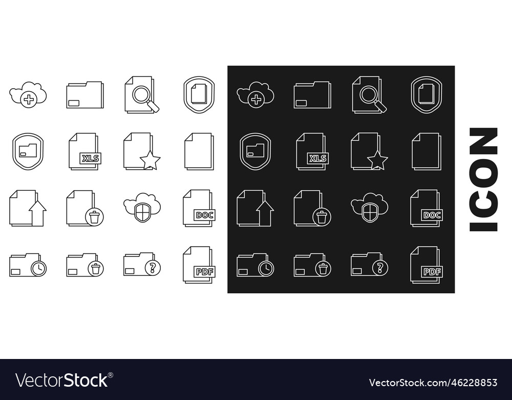 Set line pdf file document doc vector image Set line pdf file document doc