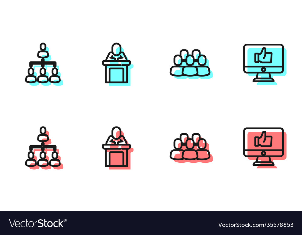 Set line project team base hierarchy organogram vector image Set line project team base hierarchy organogram