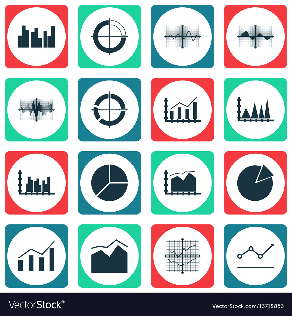 Set of graphs diagrams and statistics icons vector image Set of graphs diagrams and statistics icons