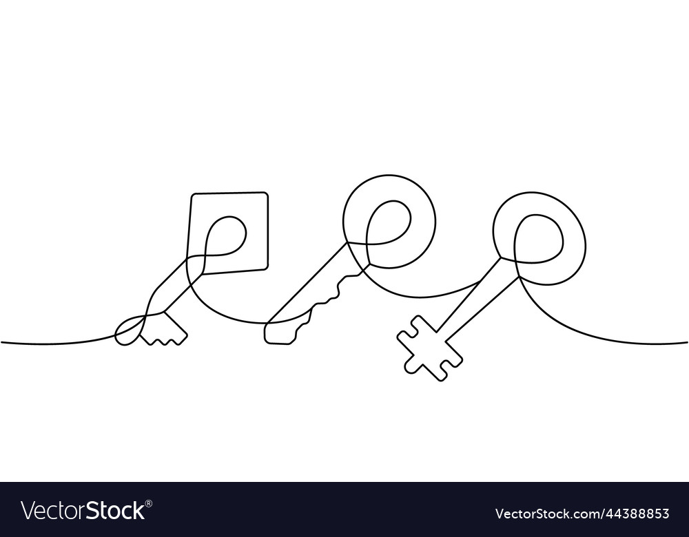Set of key one line continuous drawing home