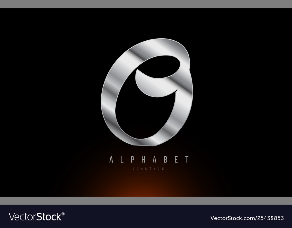 Silver grey metallic letter o logo design Vector Image