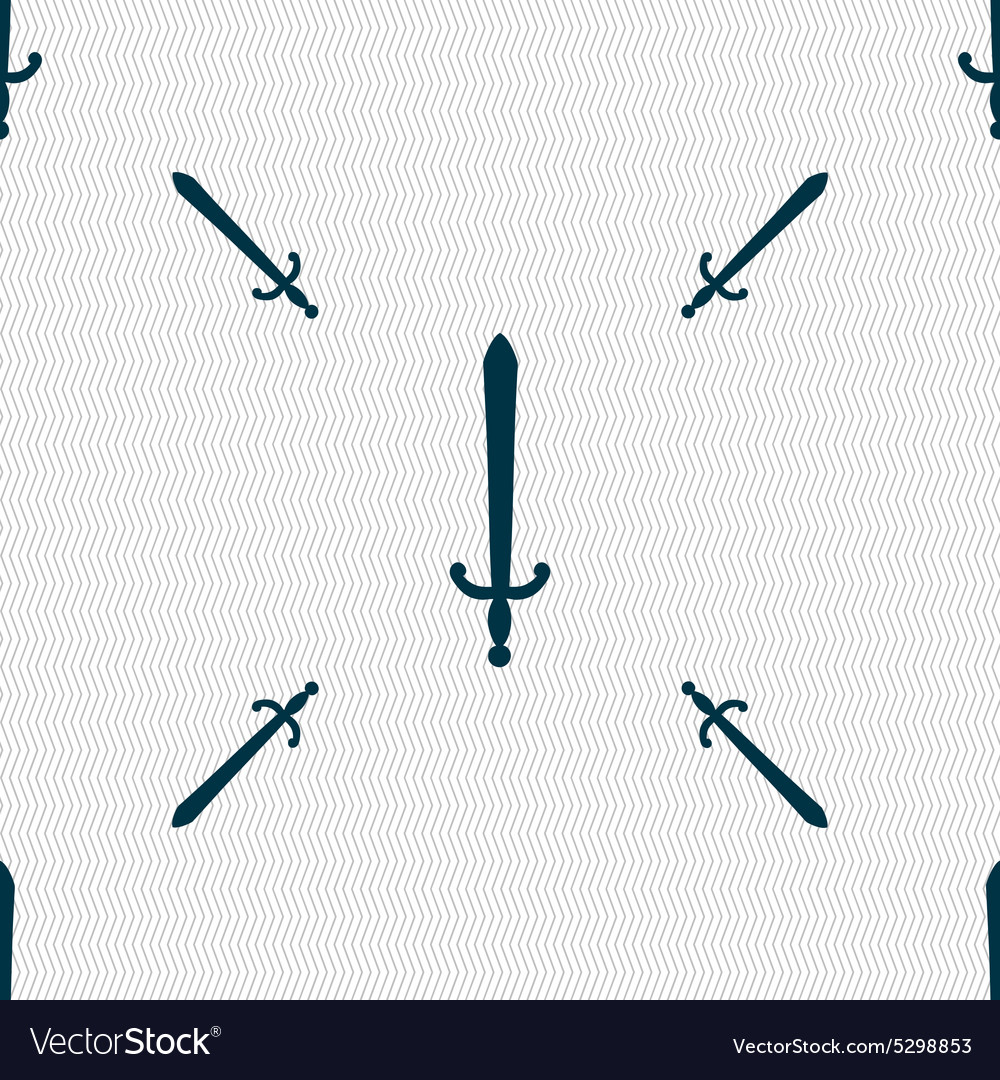 Sword icon sign seamless pattern with geometric Vector Image