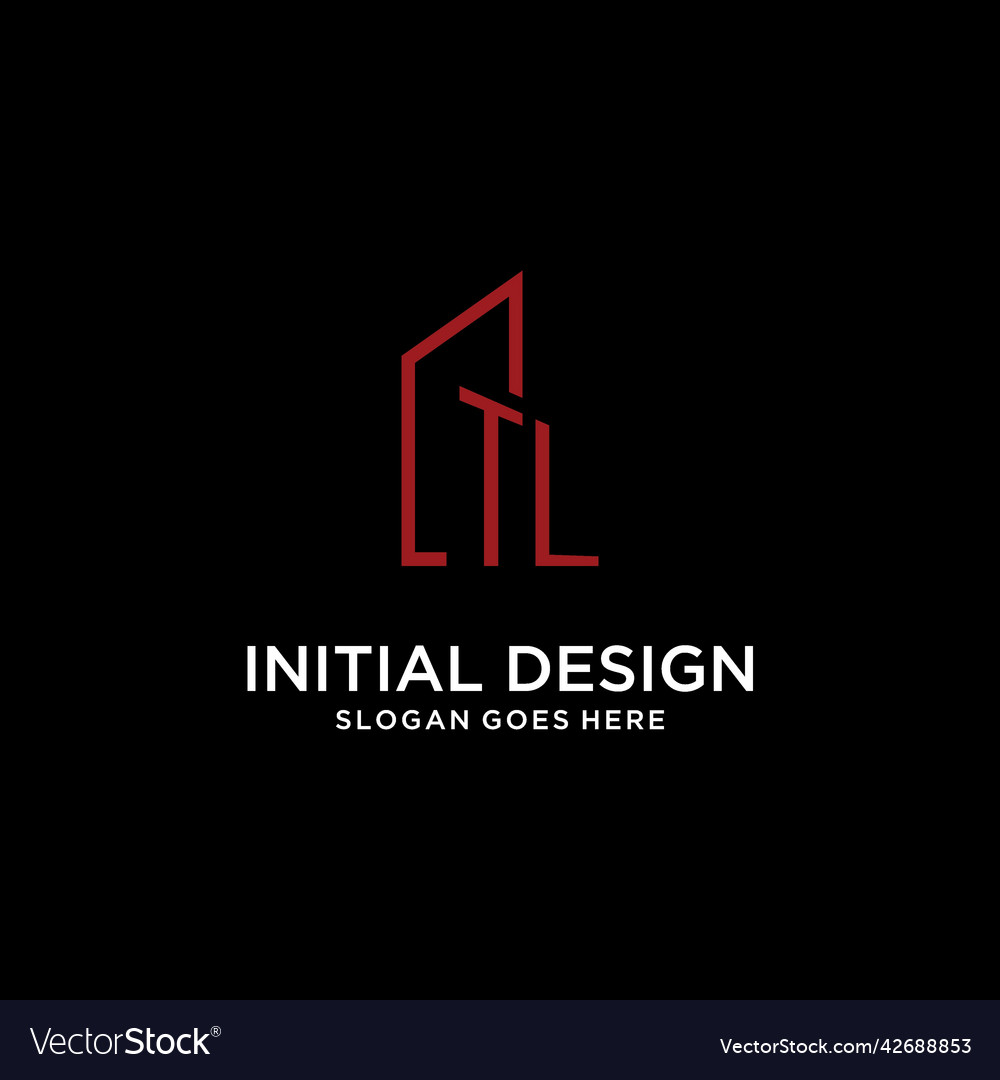 Tl initial monogram with building logo design